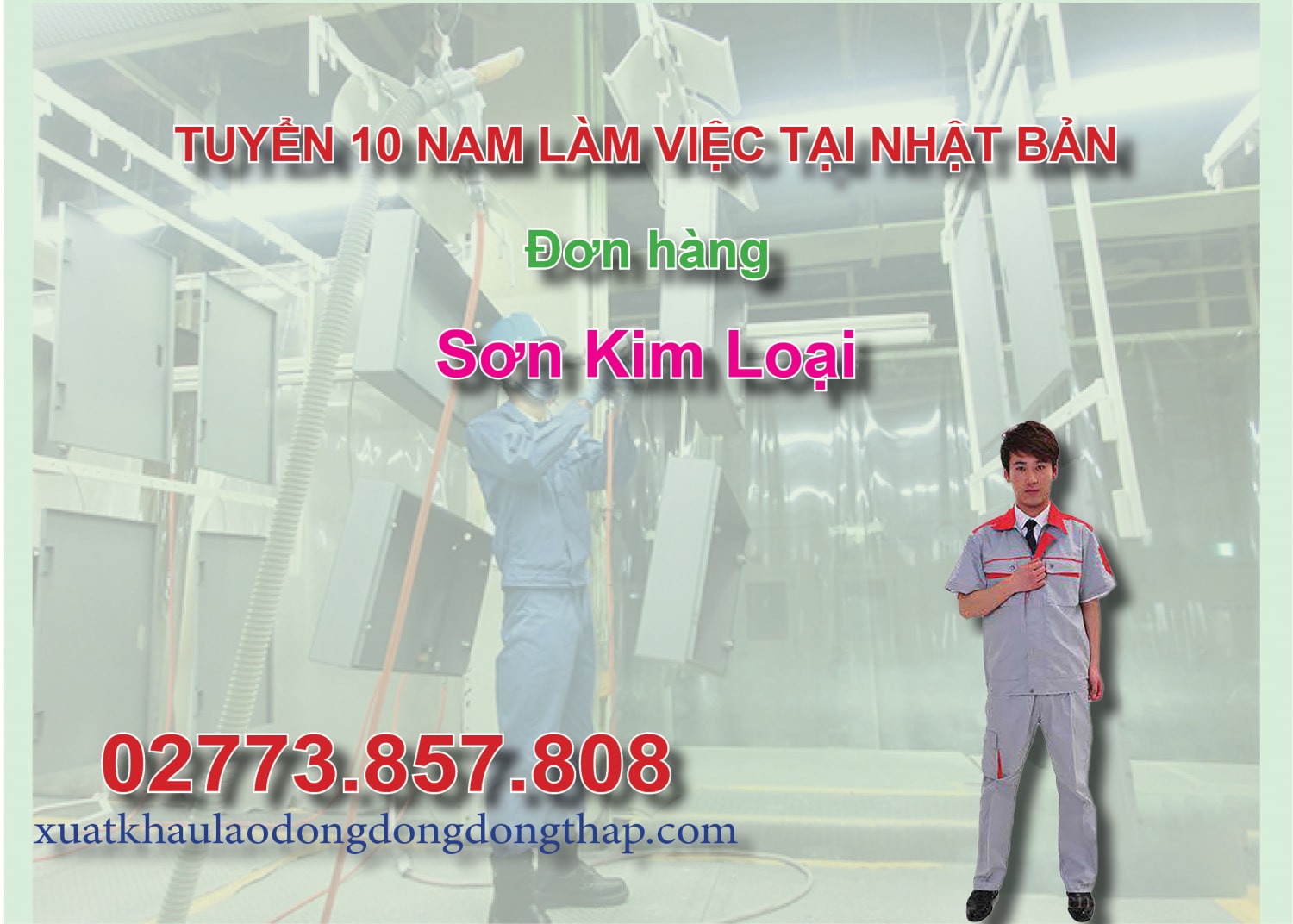 Tuyển 10 nam làm việc tại Nhật Bản đơn hàng sơn kim loại
