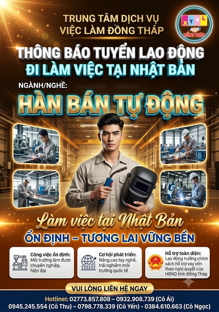 Tuyển gấp 5 nam làm việc tại Nhật Bản đơn hàng Hàn bán tự động